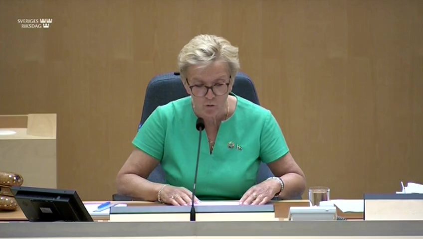 Stillbild från debatten i kammaren