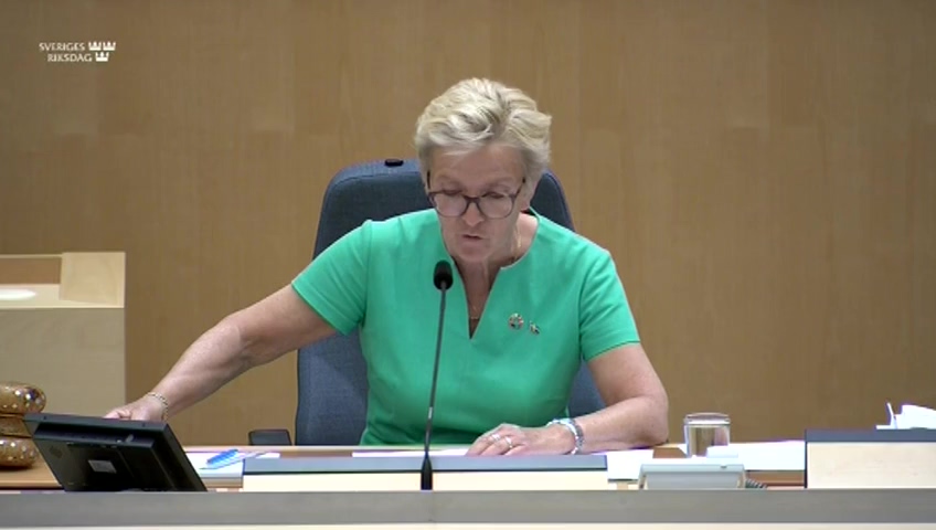Stillbild från debatten i kammaren