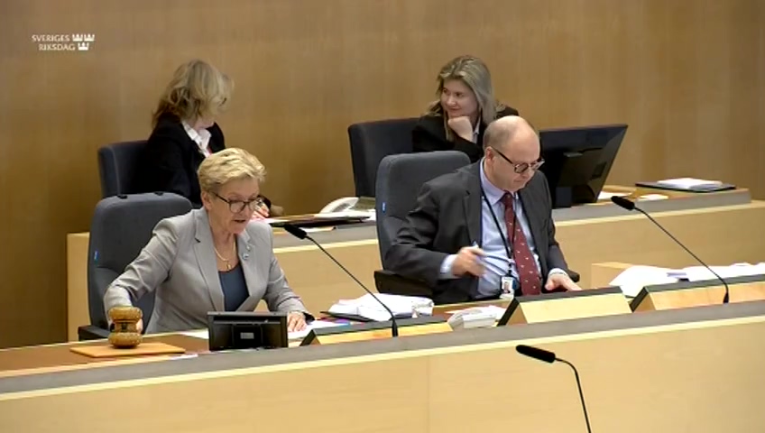 Stillbild från debatten i kammaren