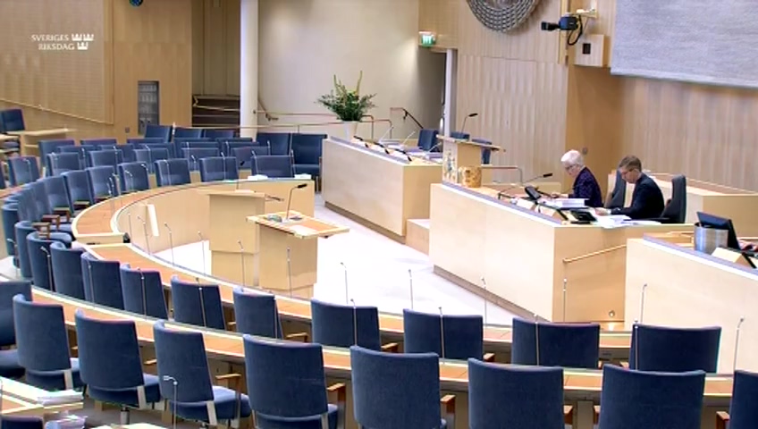 Stillbild från Debatt om förslag: Ändring i skatteavtalet mellan Sverige och Schweiz