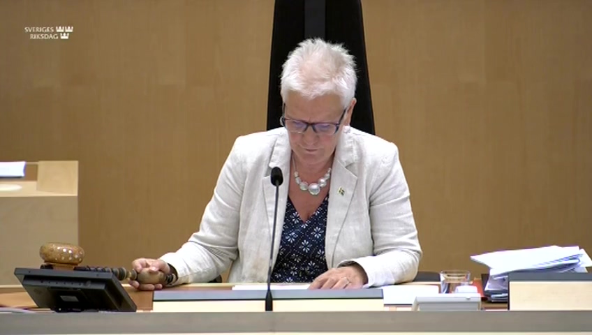 Stillbild från debatten i kammaren