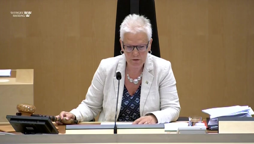 Stillbild från debatten i kammaren
