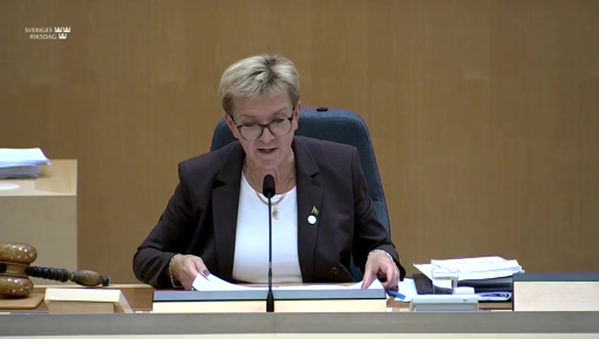 Stillbild från debatten i kammaren