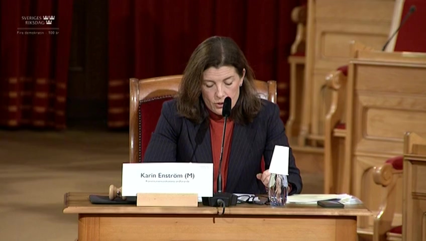 Stillbild från Öppen utfrågning: KU-utfrågning med socialminister Lena Hallengren (S)