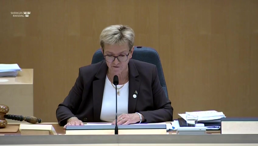 Stillbild från debatten i kammaren