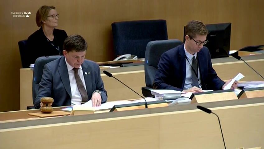 Stillbild från debatten i kammaren
