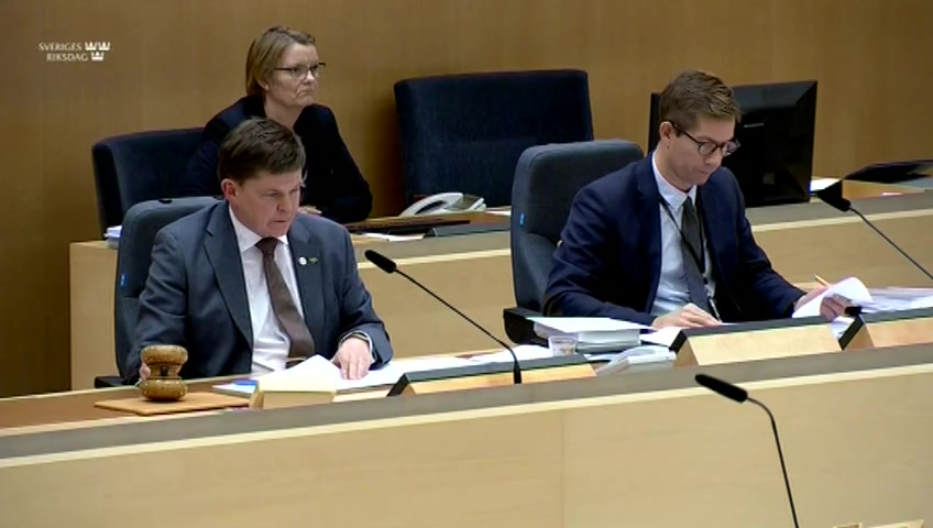 Stillbild från debatten i kammaren