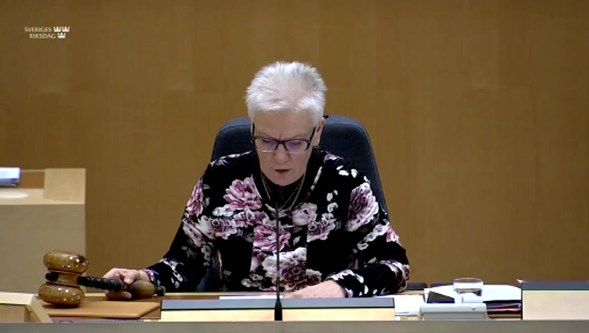 Stillbild från debatten i kammaren