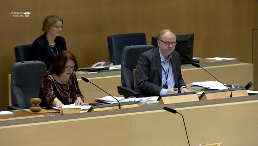 Stillbild från debatten i kammaren