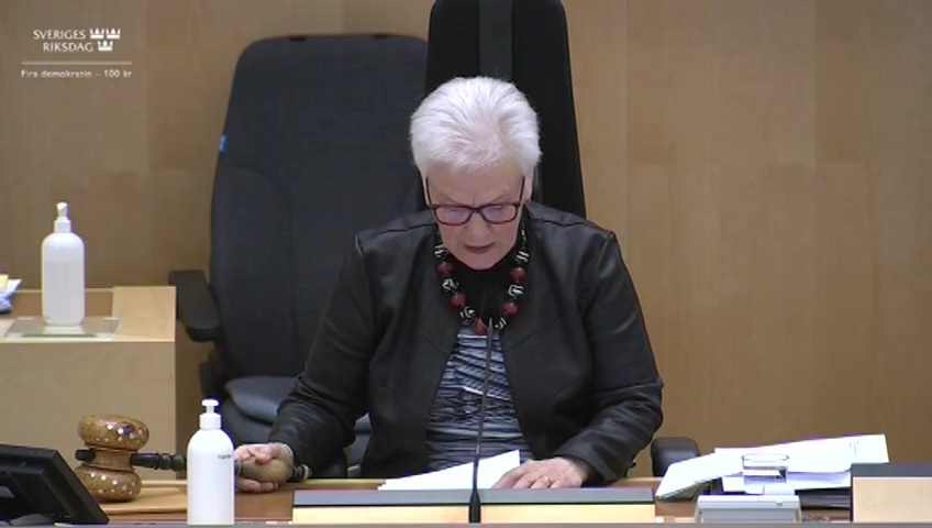 Stillbild från debatten i kammaren