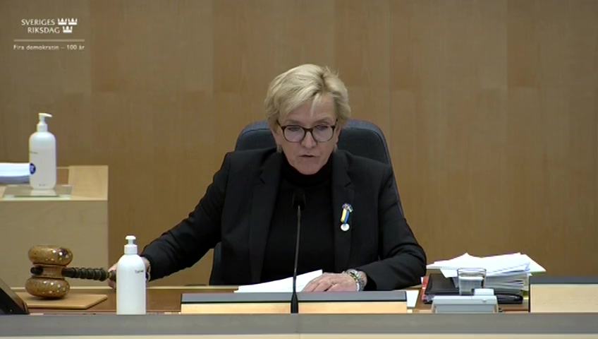 Stillbild från debatten i kammaren