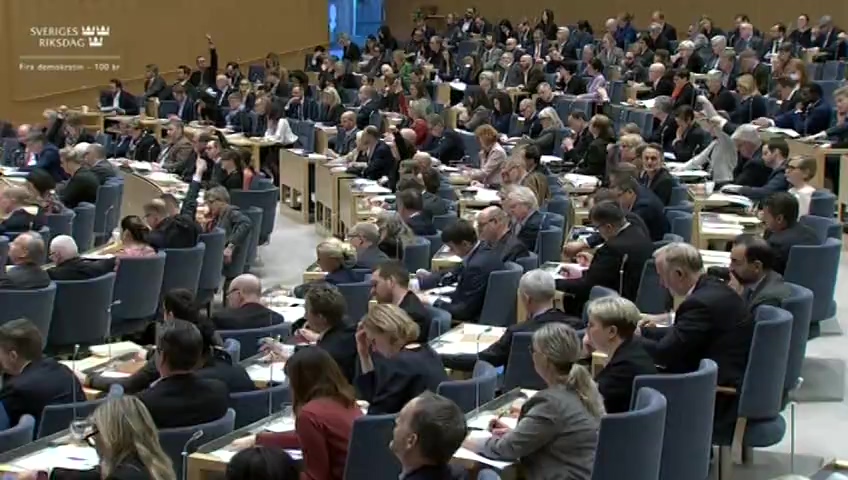 Stillbild från debatten i kammaren