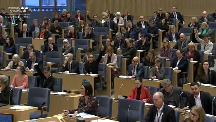 Stillbild från debatten i kammaren