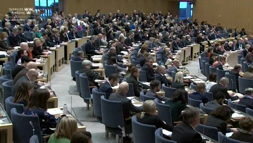 Stillbild från debatten i kammaren