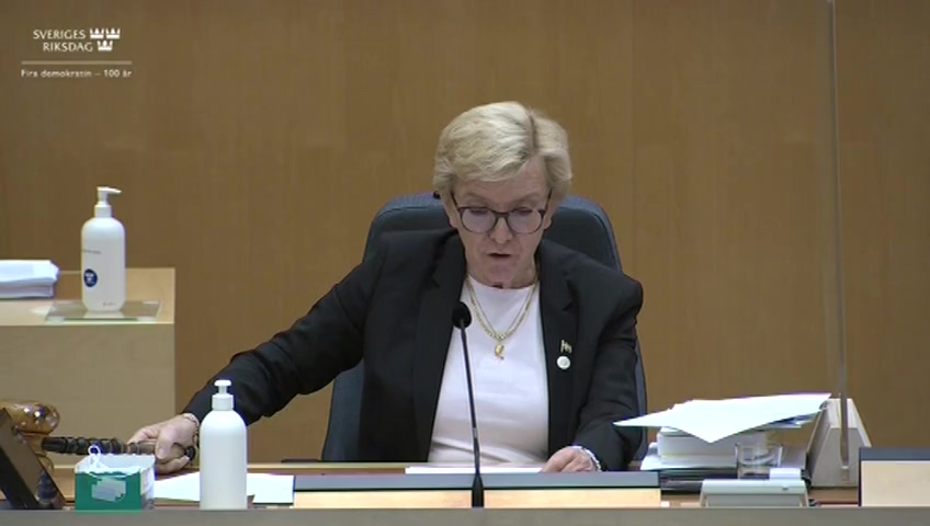 Stillbild från debatten i kammaren