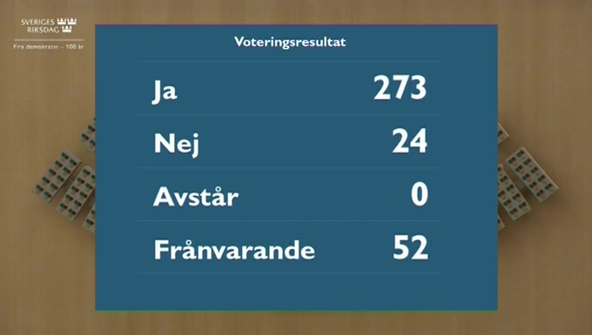 Stillbild från debatten i kammaren