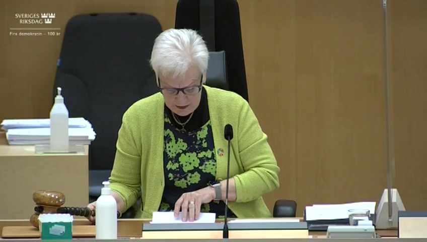Stillbild från debatten i kammaren