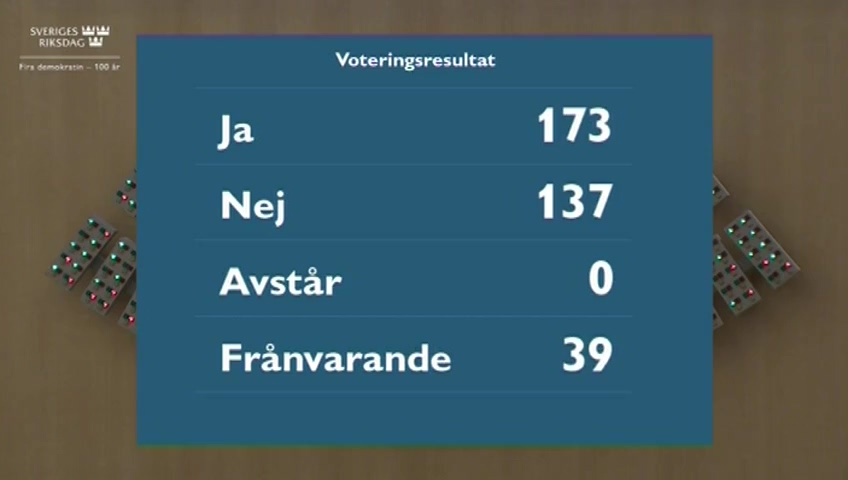 Stillbild från debatten i kammaren