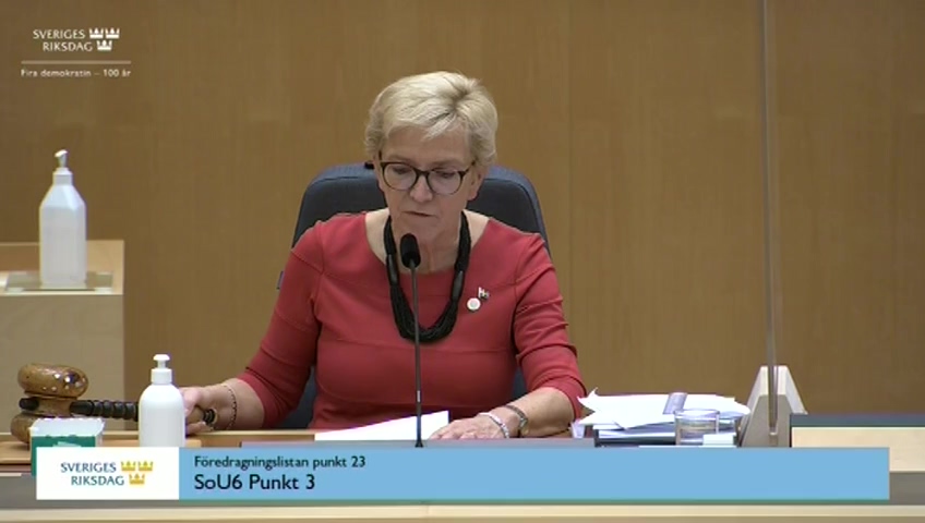 Stillbild från debatten i kammaren