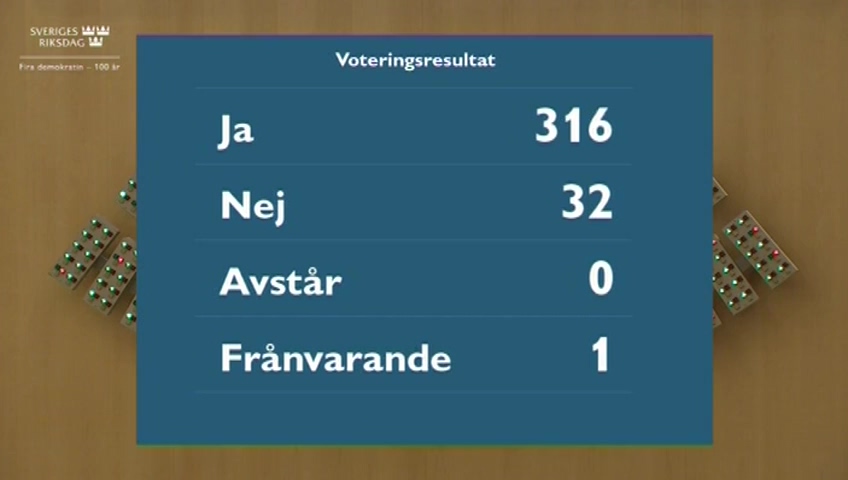 Stillbild från debatten i kammaren