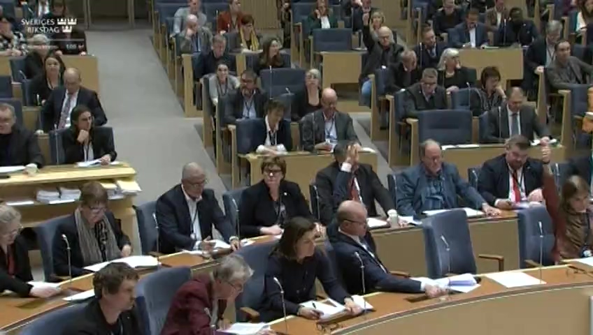 Stillbild från debatten i kammaren