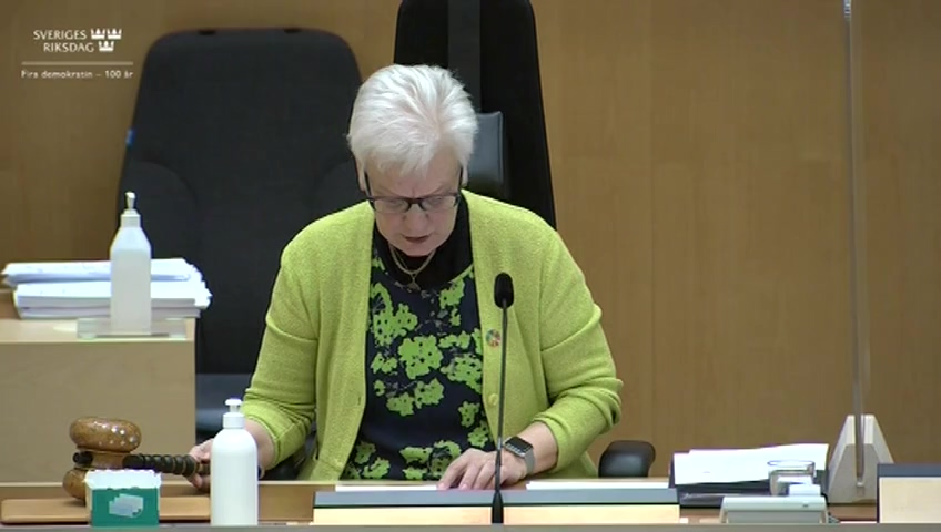 Stillbild från debatten i kammaren
