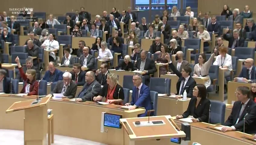 Stillbild från debatten i kammaren