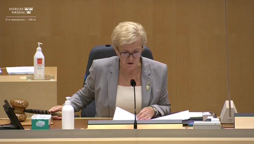 Stillbild från debatten i kammaren