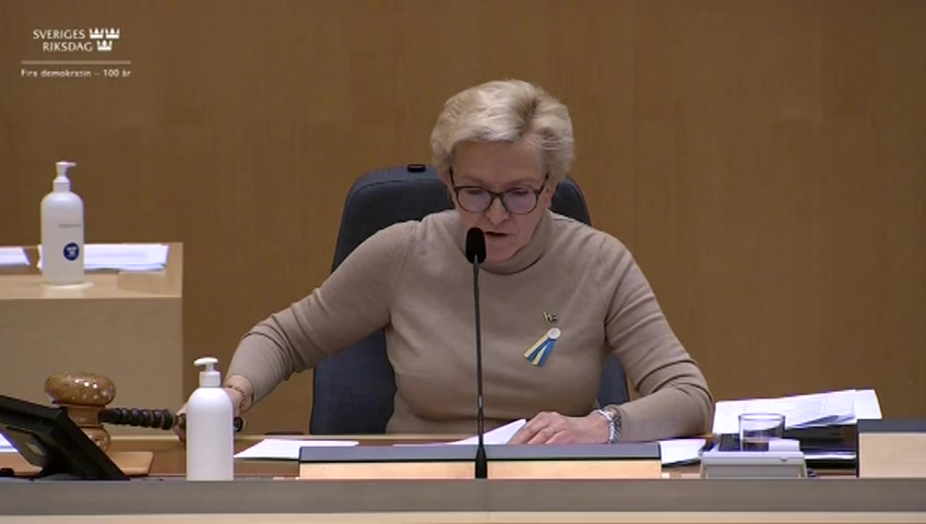 Stillbild från debatten i kammaren