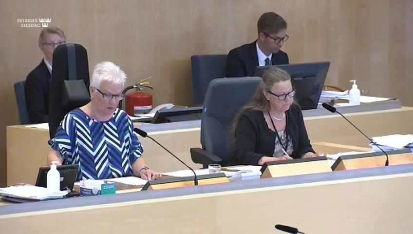 Stillbild från debatten i kammaren