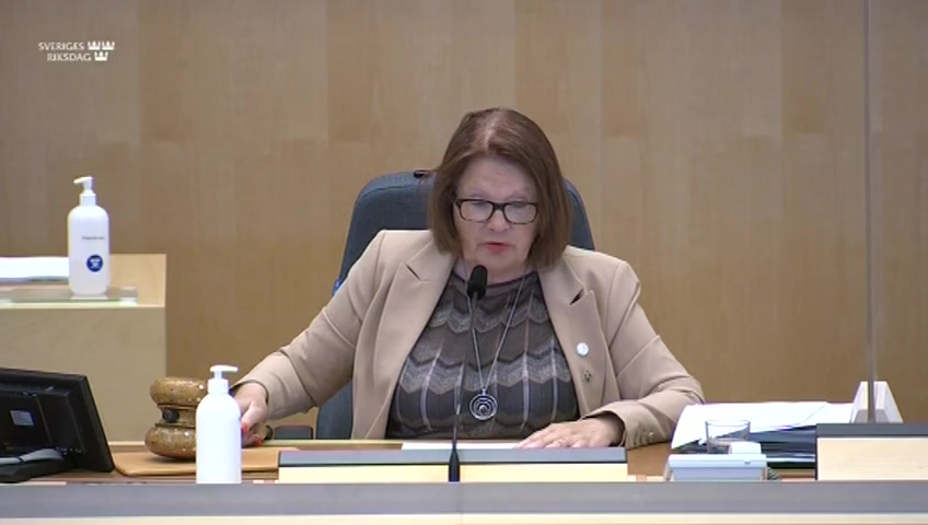 Stillbild från debatten i kammaren