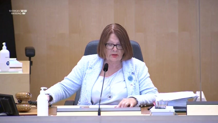 Stillbild från debatten i kammaren