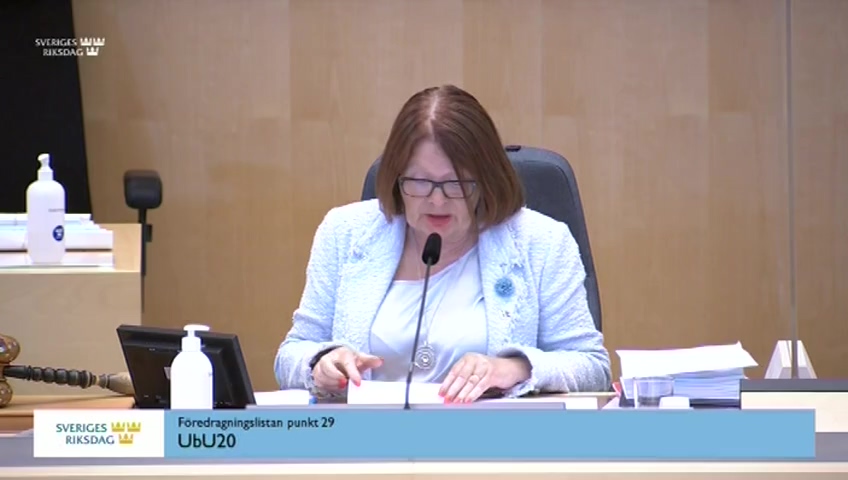 Stillbild från Debatt om förslag: Stiftelsen Riksbankens Jubileumsfonds verksamhet och årsredovisning 2020