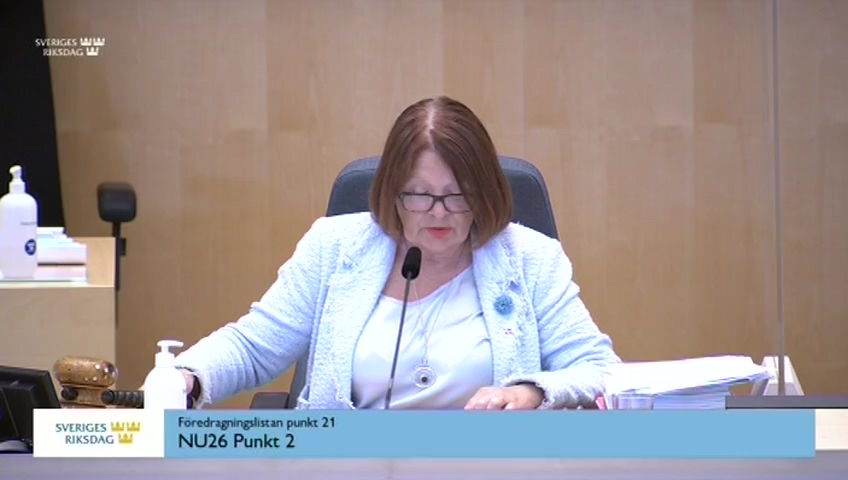 Stillbild från debatten i kammaren