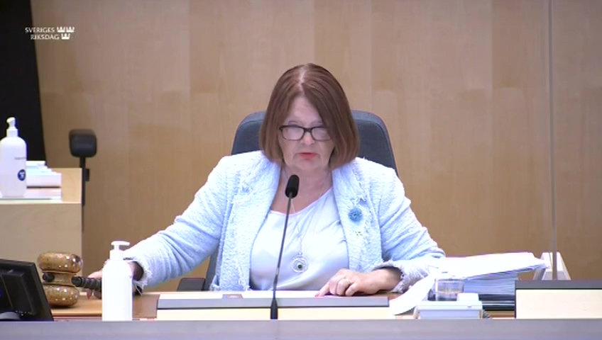 Stillbild från debatten i kammaren