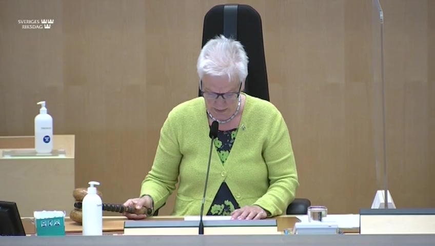 Stillbild från debatten i kammaren