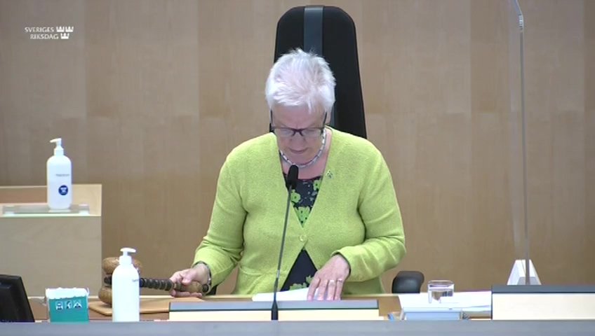 Stillbild från debatten i kammaren