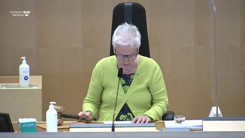 Stillbild från debatten i kammaren
