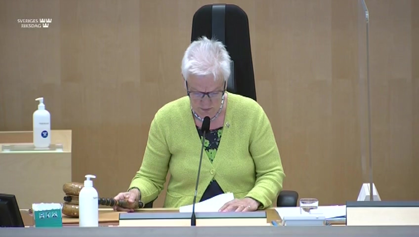 Stillbild från debatten i kammaren