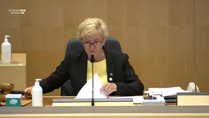 Stillbild från debatten i kammaren