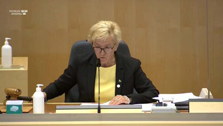 Stillbild från debatten i kammaren