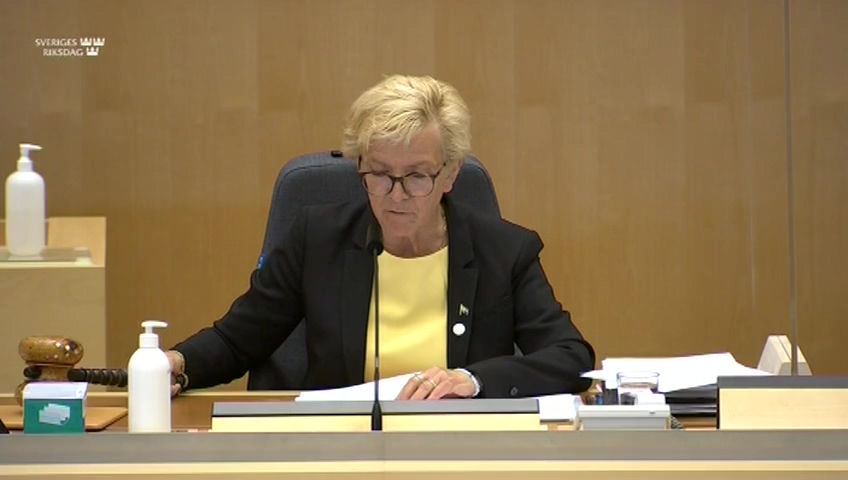 Stillbild från debatten i kammaren