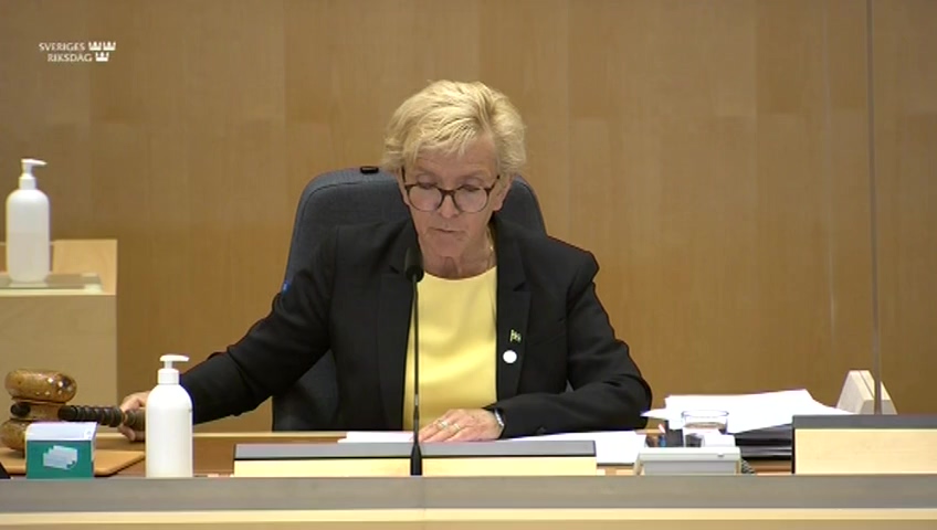 Stillbild från debatten i kammaren