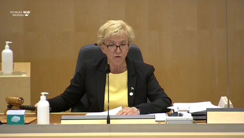 Stillbild från debatten i kammaren