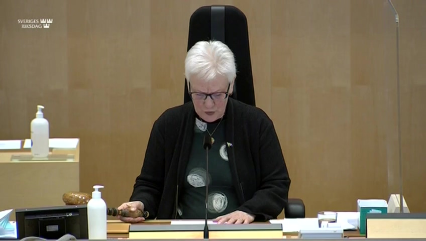 Stillbild från debatten i kammaren