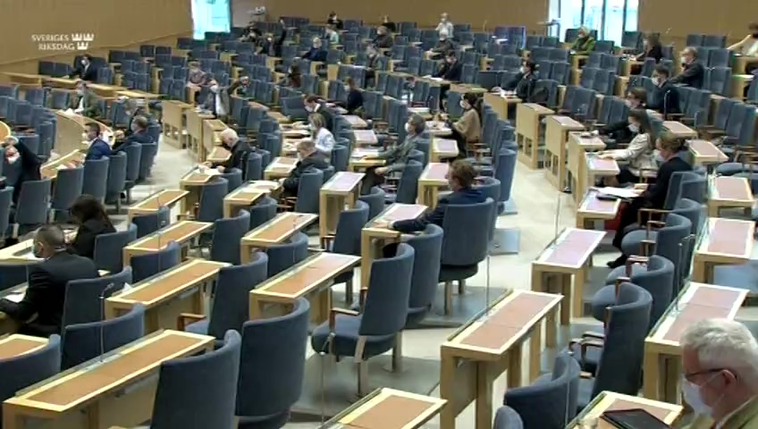Stillbild från debatten i kammaren