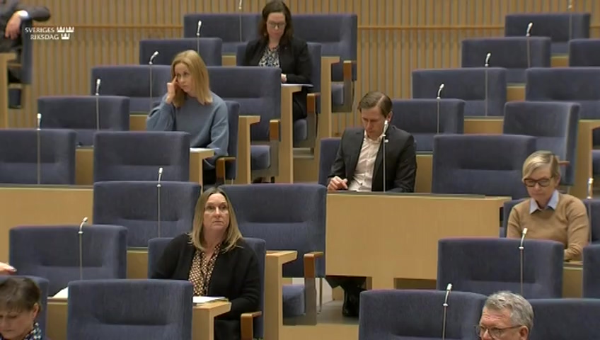 Stillbild från debatten i kammaren