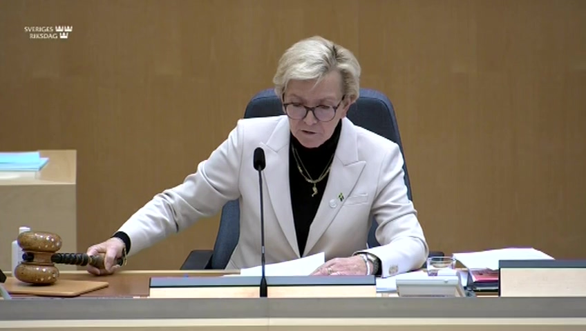 Stillbild från debatten i kammaren