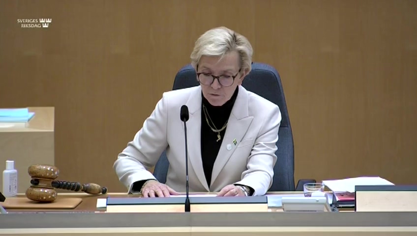 Stillbild från debatten i kammaren