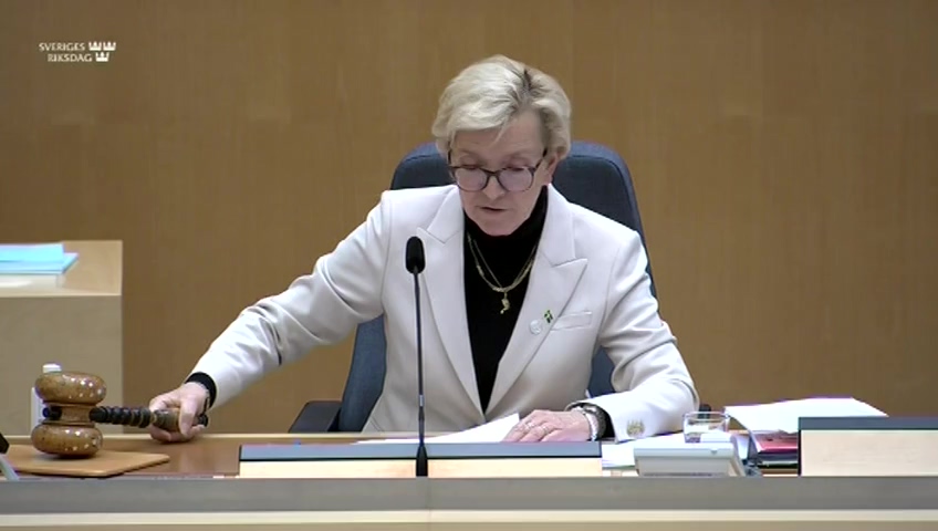 Stillbild från debatten i kammaren